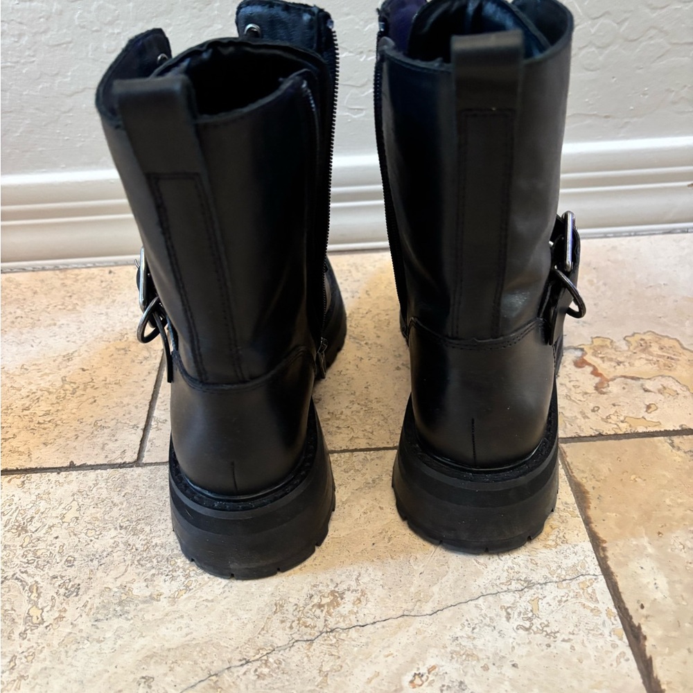 Dolce Vita Black Leather Lace-Up Boots